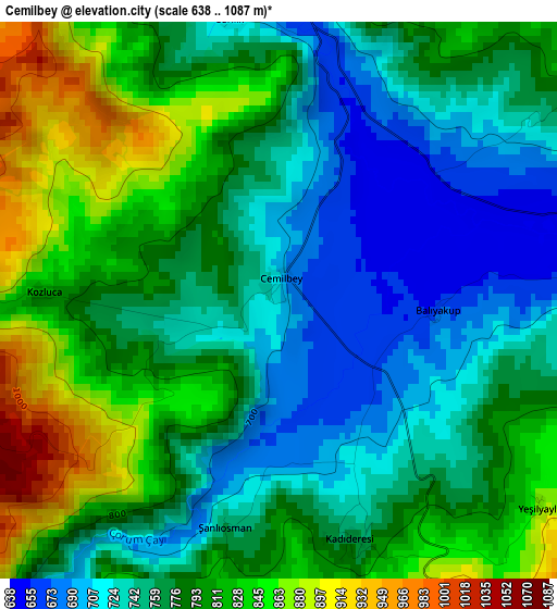 Cemilbey elevation map