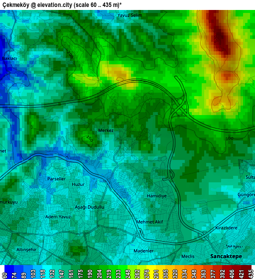 Çekmeköy elevation map