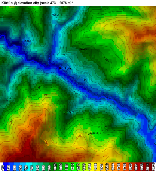 Kürtün elevation map