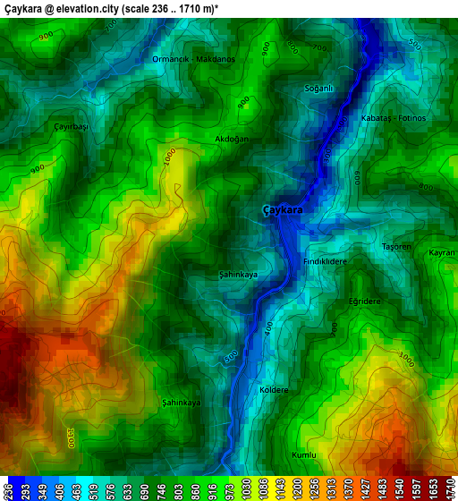 Çaykara elevation map