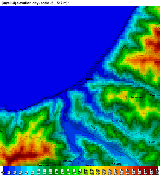 Çayeli elevation map