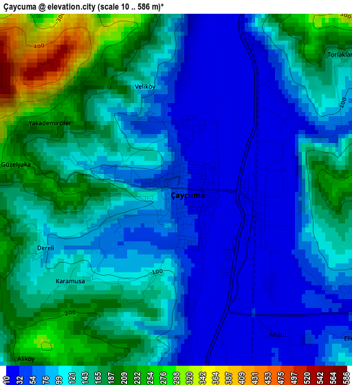 Çaycuma elevation map