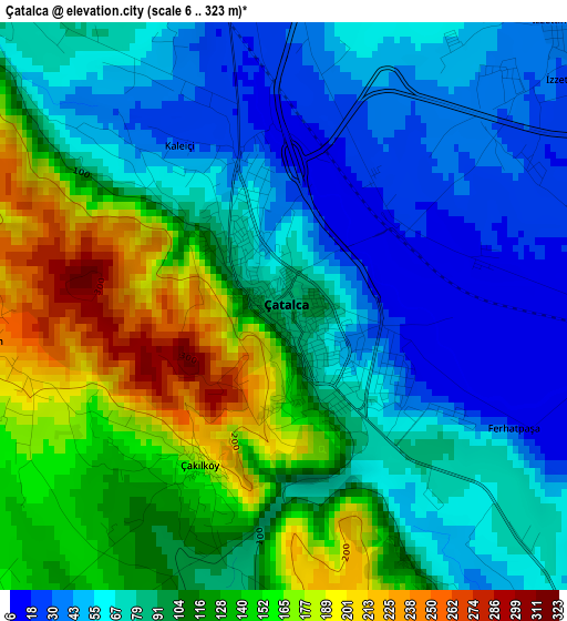 Çatalca elevation map