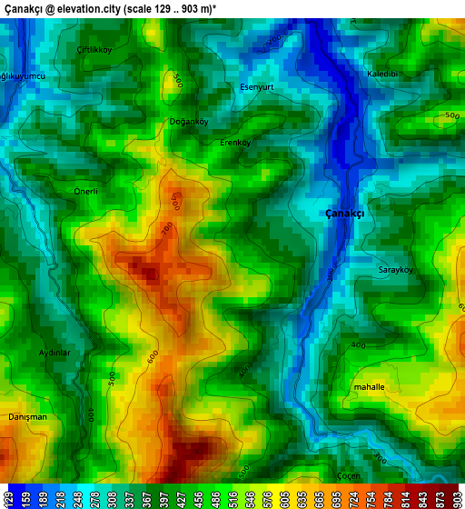 Çanakçı elevation map