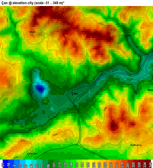 Çan elevation map