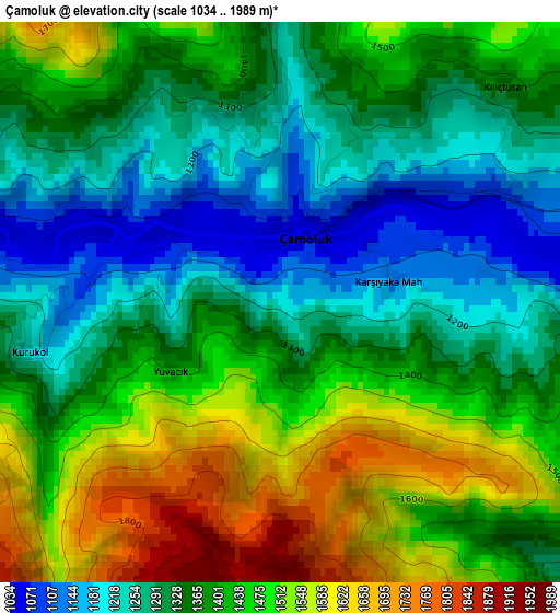 Çamoluk elevation map