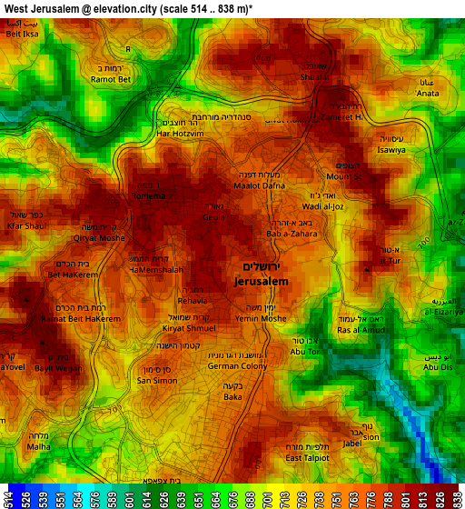 West Jerusalem elevation map