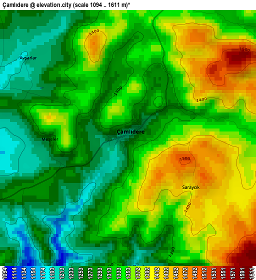 Çamlıdere elevation map