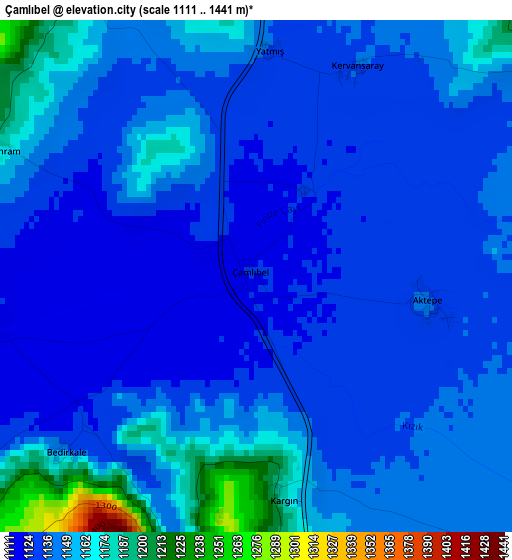 Çamlıbel elevation map