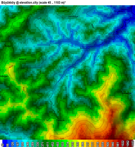 Büyükköy elevation map