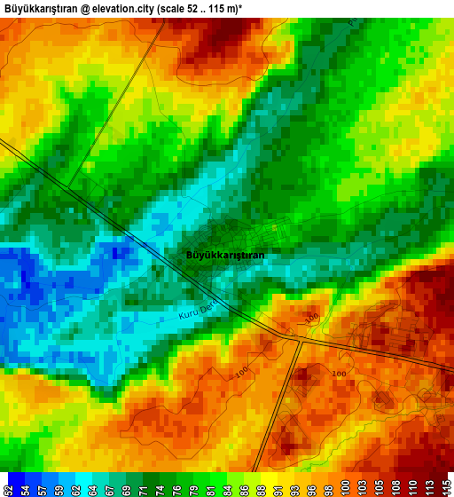 Büyükkarıştıran elevation map