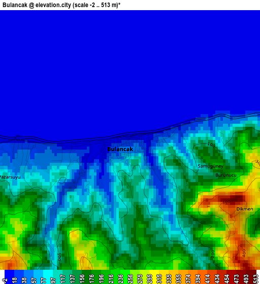 Bulancak elevation map