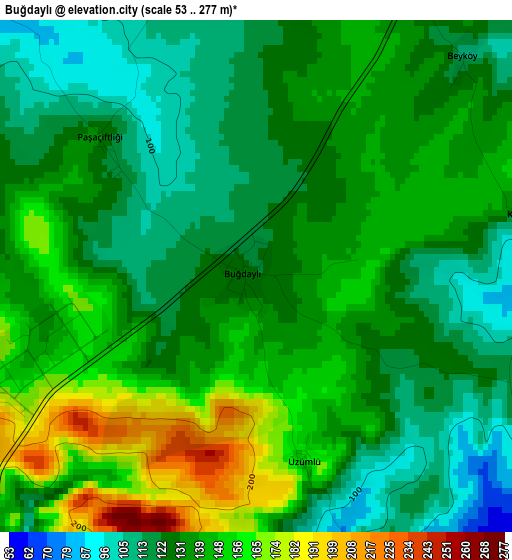 Buğdaylı elevation map