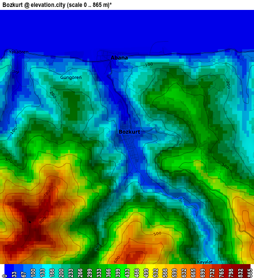 Bozkurt elevation map