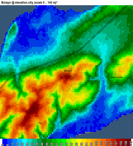 Bolayır elevation map