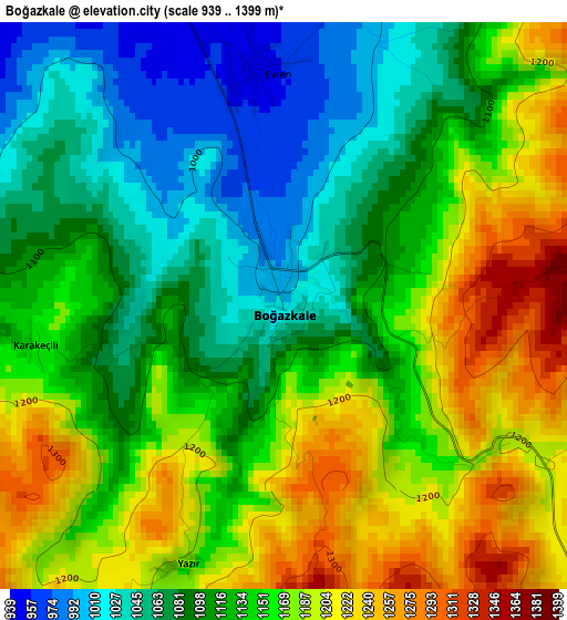 Boğazkale elevation map