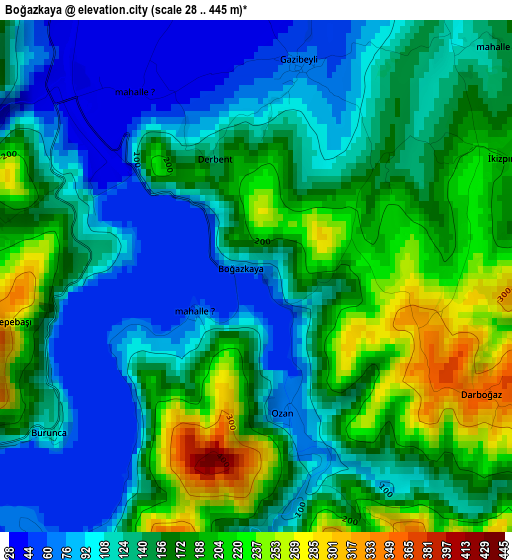 Boğazkaya elevation map