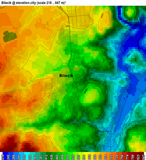 Bilecik elevation map