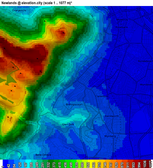 Newlands elevation map