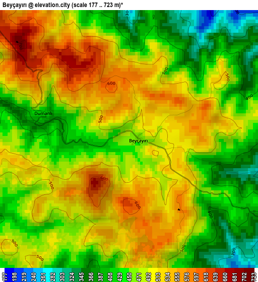 Beyçayırı elevation map