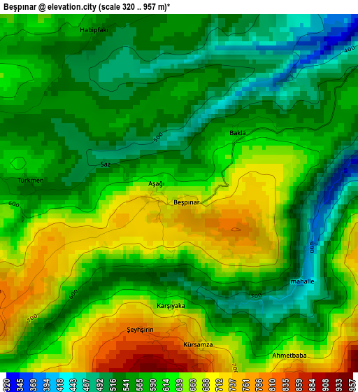 Beşpınar elevation map