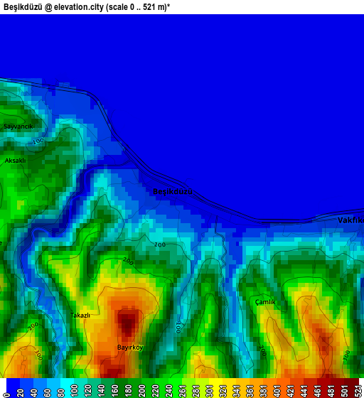 Beşikdüzü elevation map