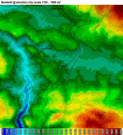 Bereketli elevation map