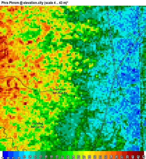 Phra Phrom elevation map