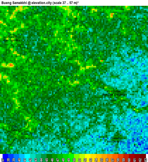 Bueng Samakkhi elevation map