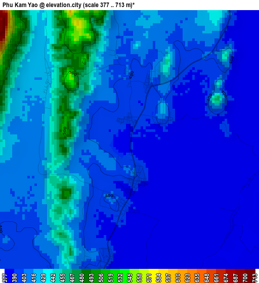 Phu Kam Yao elevation map