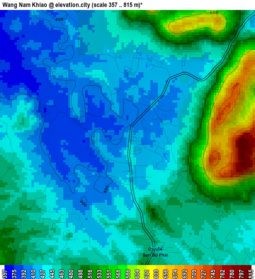 Wang Nam Khiao elevation map