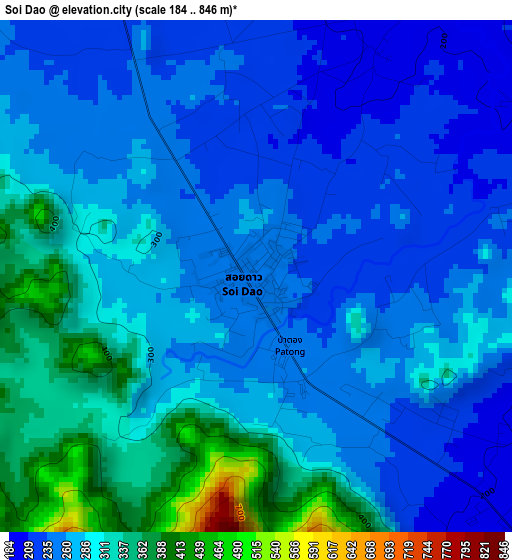 Soi Dao elevation map