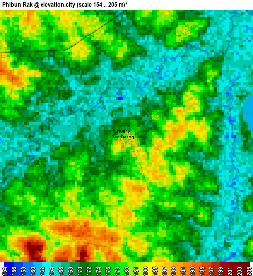 Phibun Rak elevation map