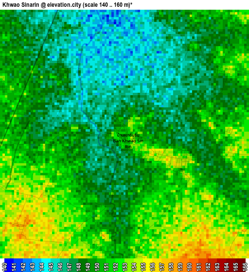 Khwao Sinarin elevation map