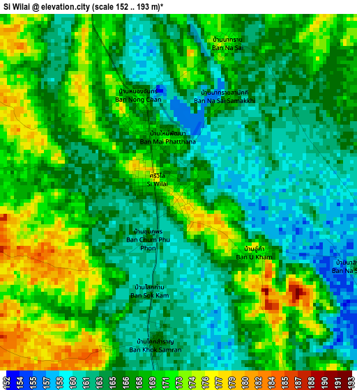 Si Wilai elevation map