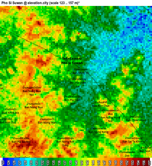 Pho Si Suwan elevation map