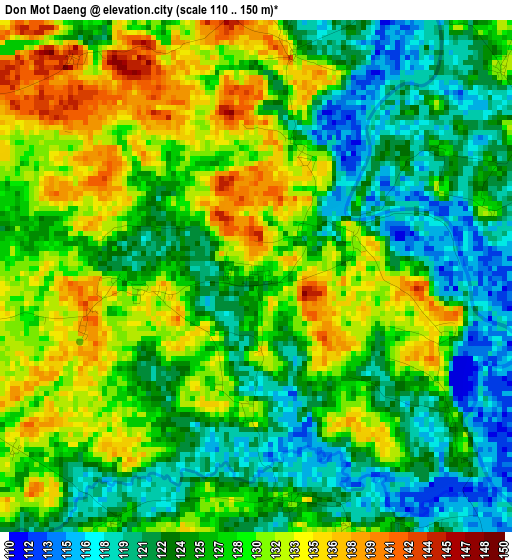 Don Mot Daeng elevation map