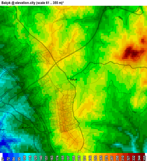 Balçık elevation map