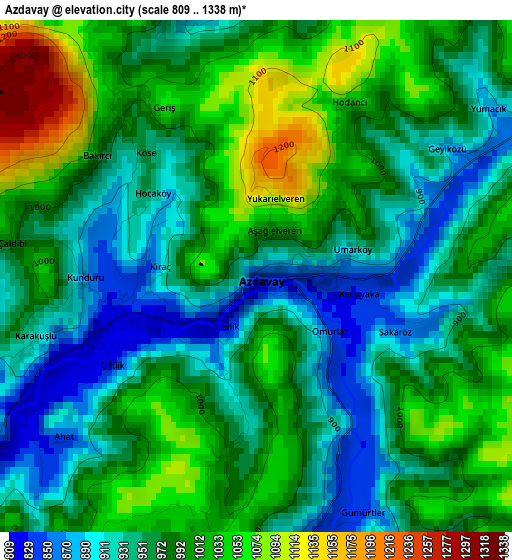 Azdavay elevation map