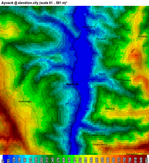 Ayvacık elevation map