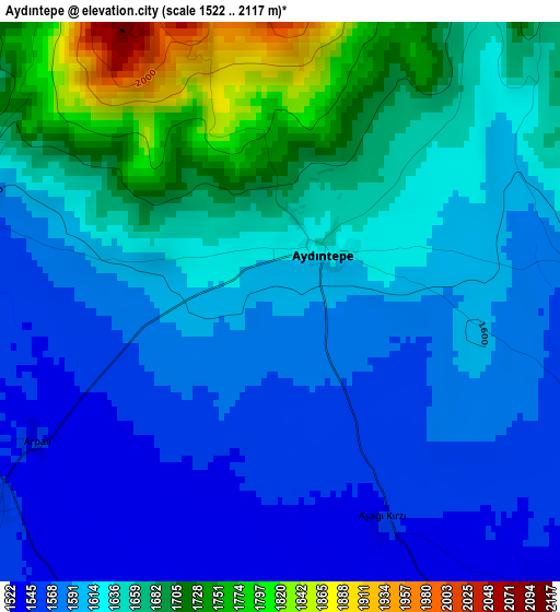 Aydıntepe elevation map