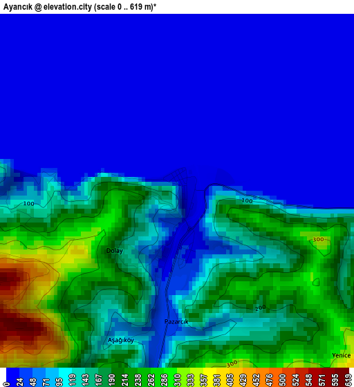 Ayancık elevation map