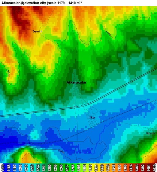 Atkaracalar elevation map