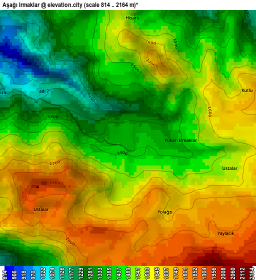 Aşağı Irmaklar elevation map