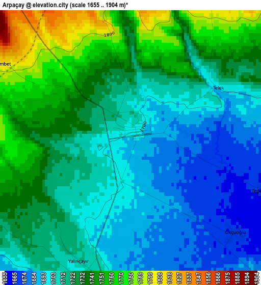 Arpaçay elevation map