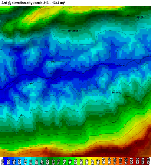 Arıt elevation map