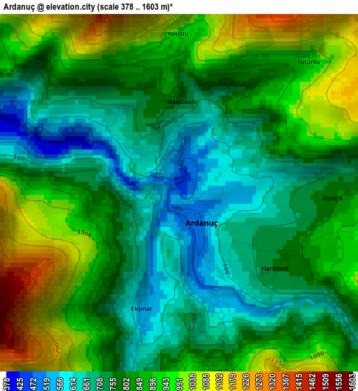 Ardanuç elevation map