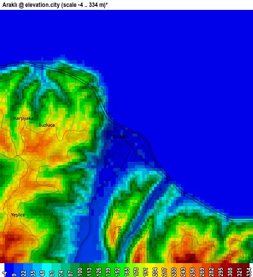 Araklı elevation map