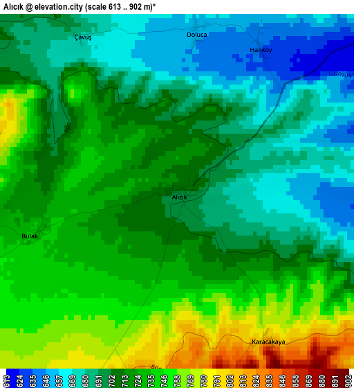 Alıcık elevation map