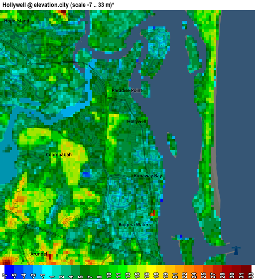 Hollywell elevation map